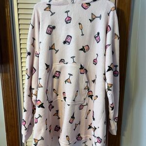 Cozy Pink Hooded Blanket with Cocktail Print